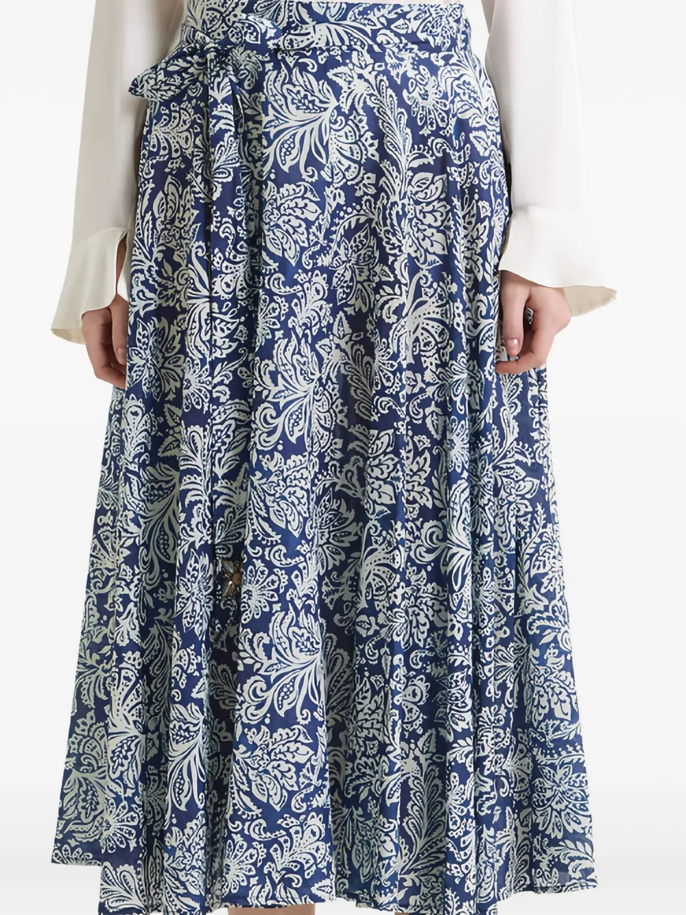Maliparmi Floral-print A-line Midi Skirt In Blue