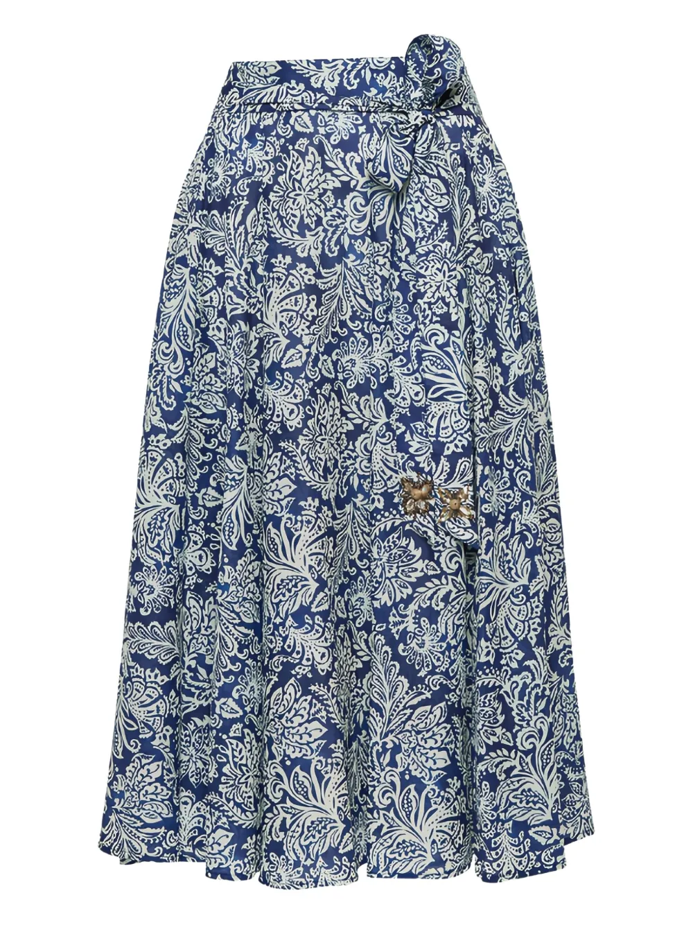 Maliparmi Floral-print A-line Midi Skirt In Blue