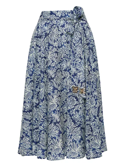 MALIPARMI floral-print A-line midi skirt