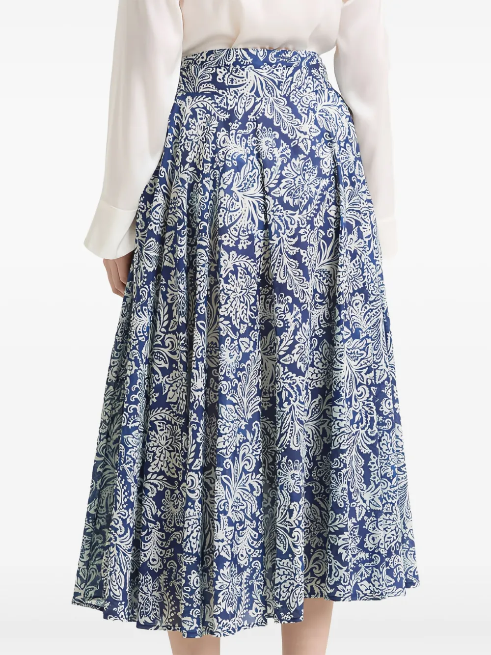 Maliparmi Floral-print A-line Midi Skirt In Blue