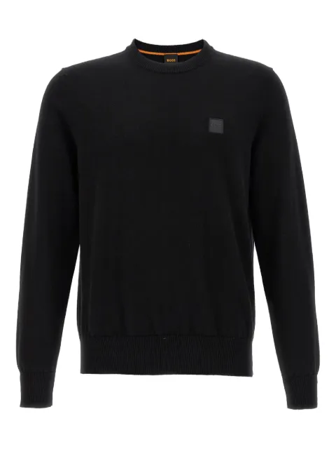 BOSS logo-patch crew-neck sweater