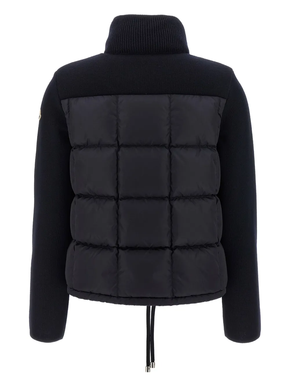 Moncler knitted-panels puffer jacket Blauw