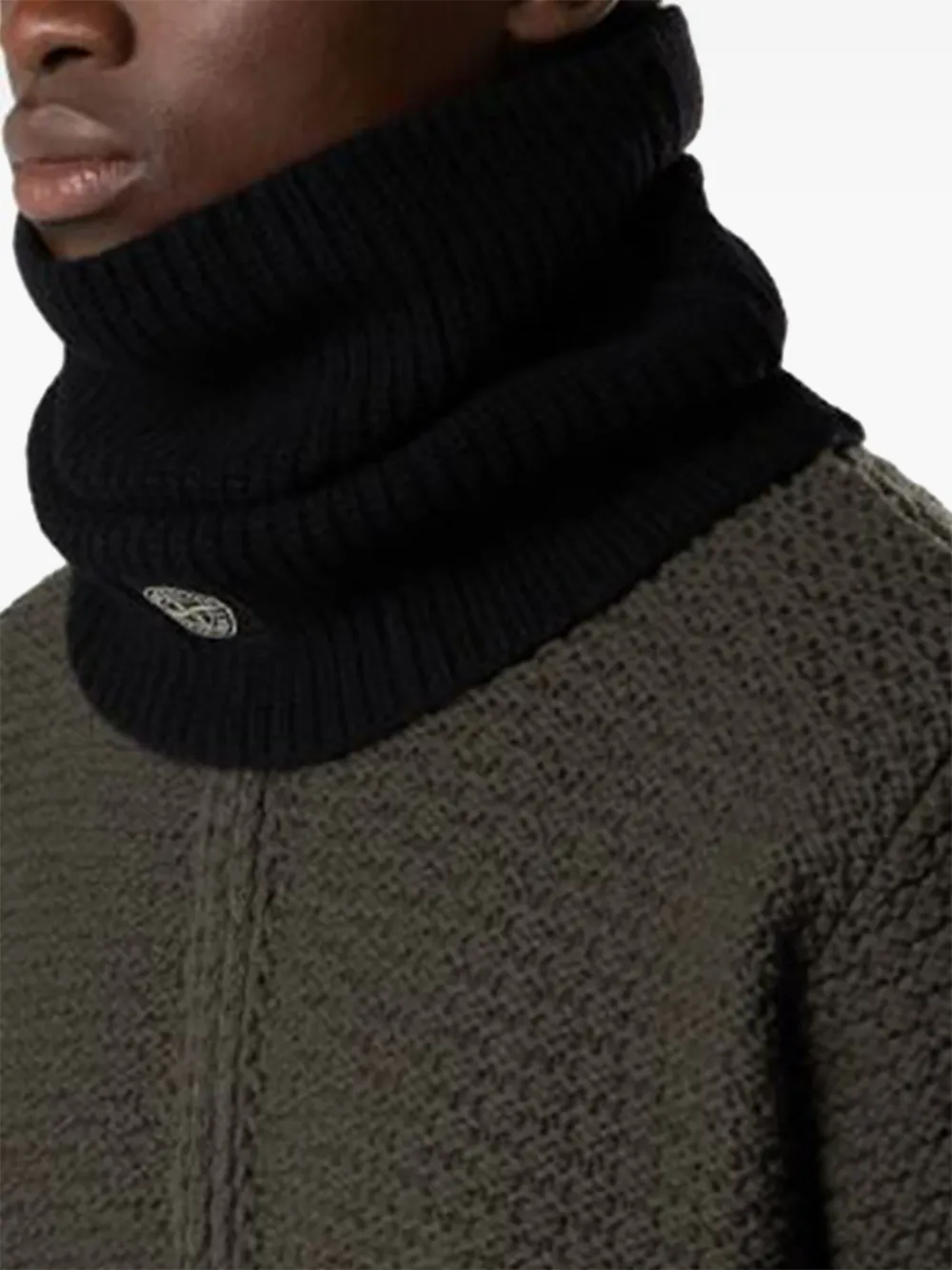 Stone Island Geribbelde nekwarmer met Compass-logopatch - Zwart