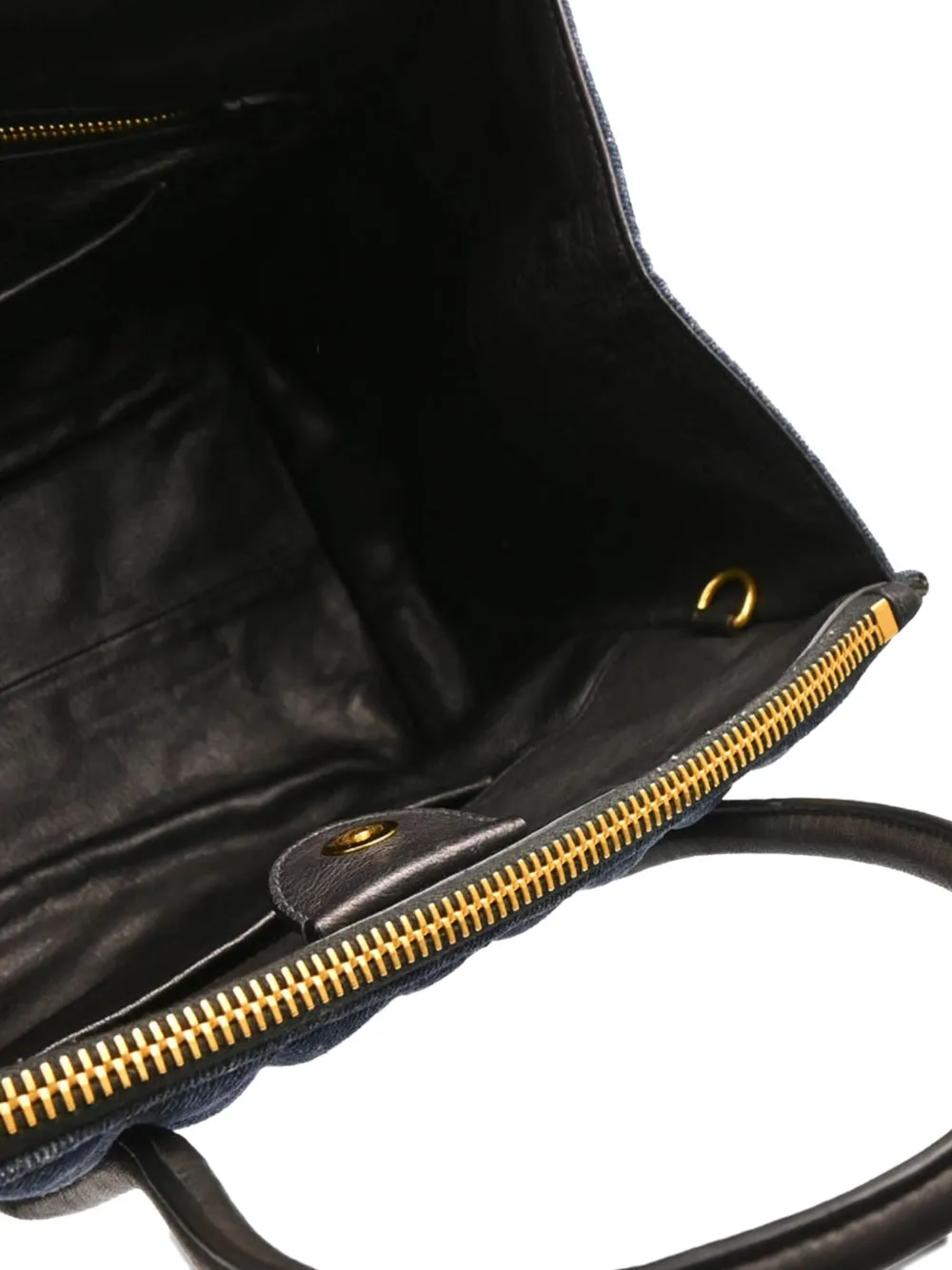 Pre-owned Miu Miu 2010s Quilted Denim Biker Handbag In Blue