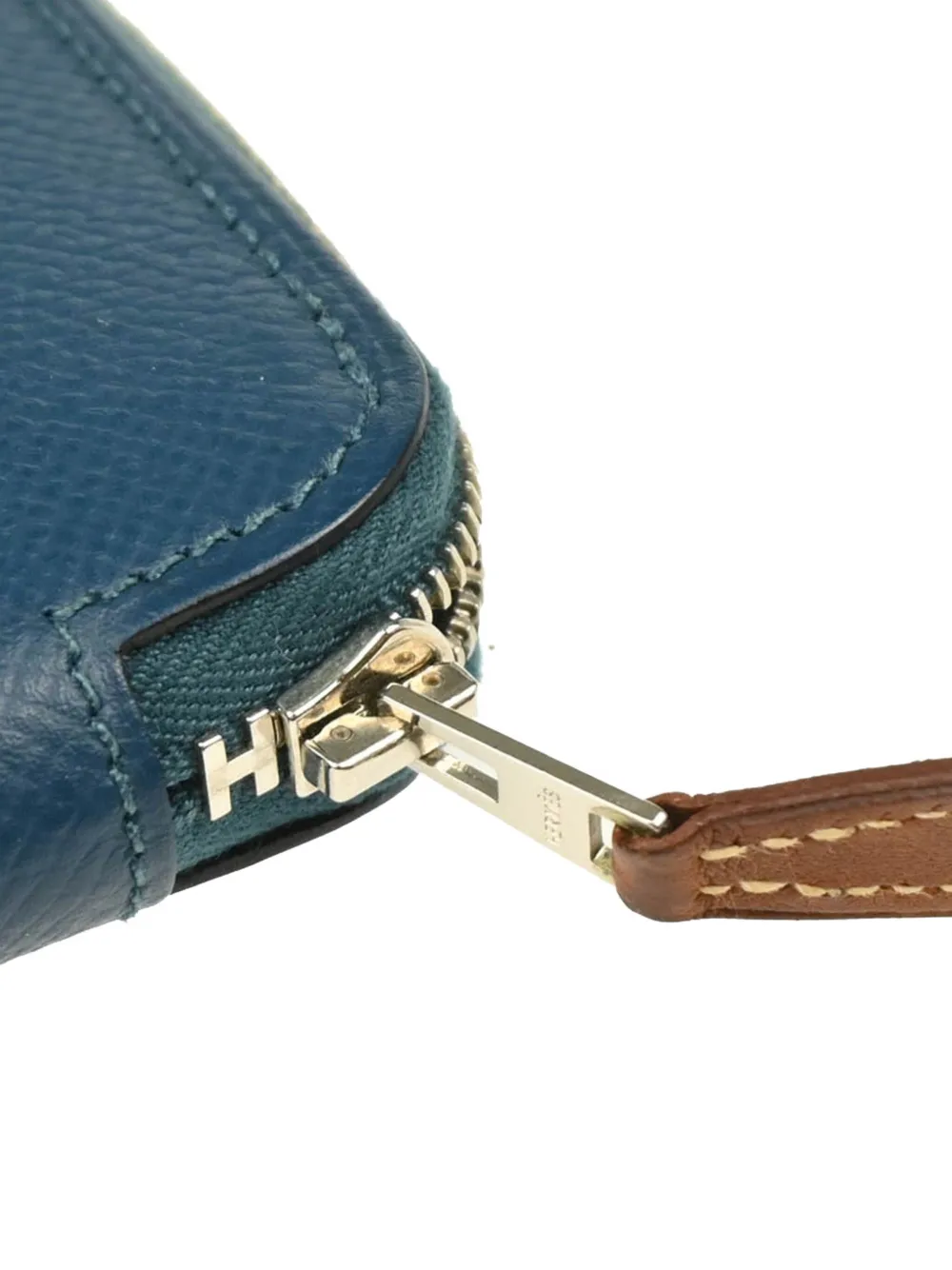 Pre-owned Hermes 2016 Silk'in Compact Wallet In Blue