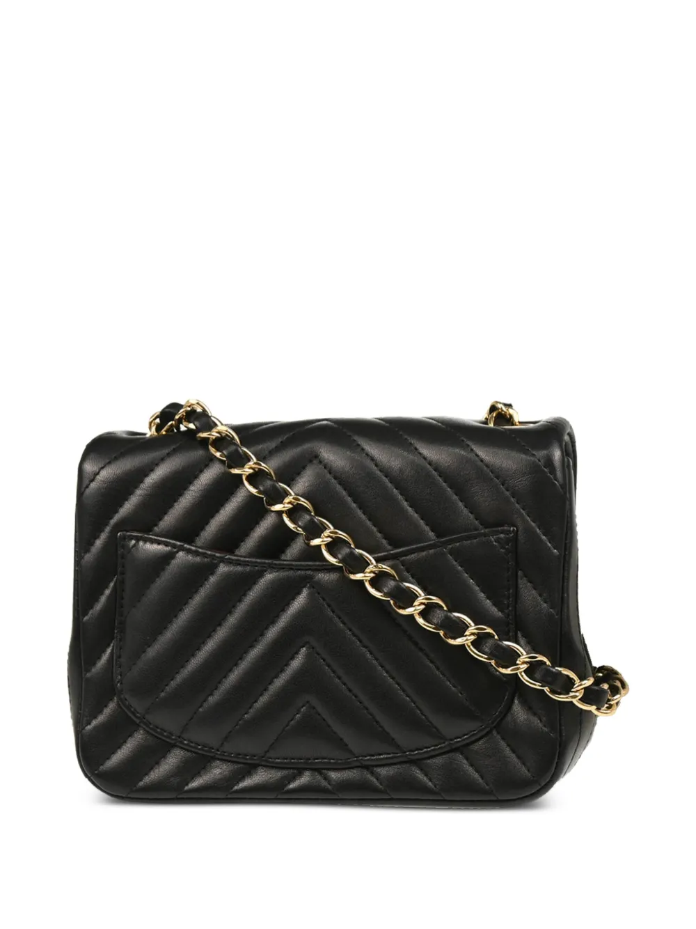 Pre-owned Chanel 2016 Mini Classic Square Flap 17 Shoulder Bag In Black