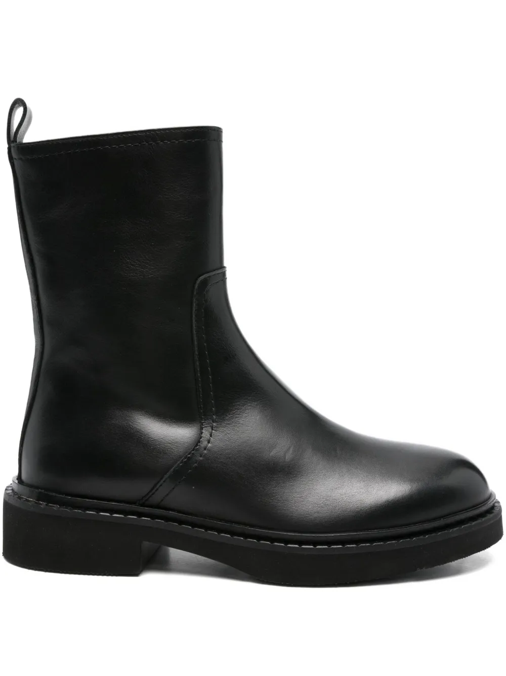 Evaluna Zip Leather Ankle Boots In Black