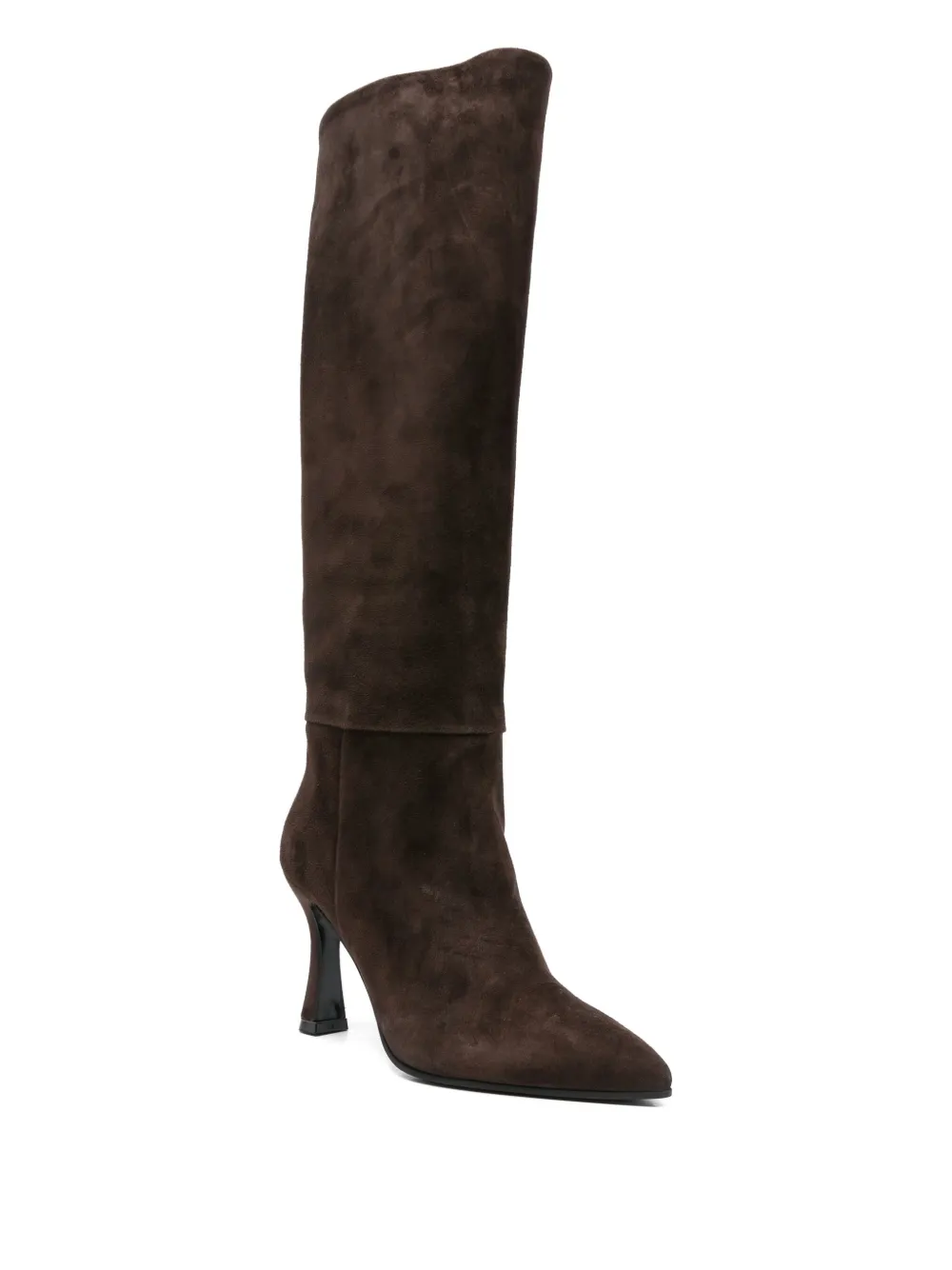 Evaluna 90mm suede pointed-toe knee-high boots Brown