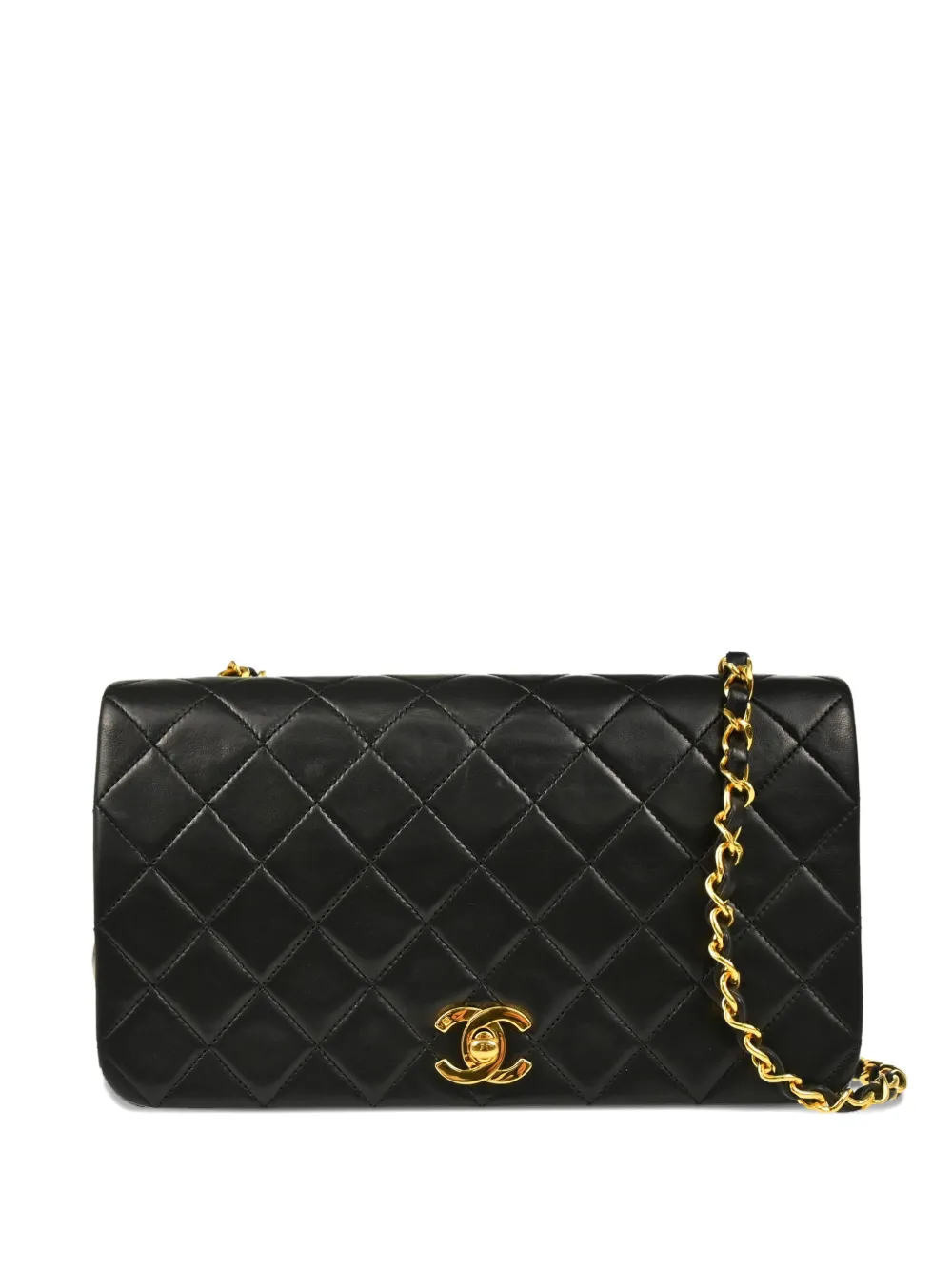 CHANEL Pre-Owned 1990 ターンロック ショルダーバッグ S - ブラック CHANEL Pre-Owned 1990 ターンロック ショルダーバッグ S - ブラック