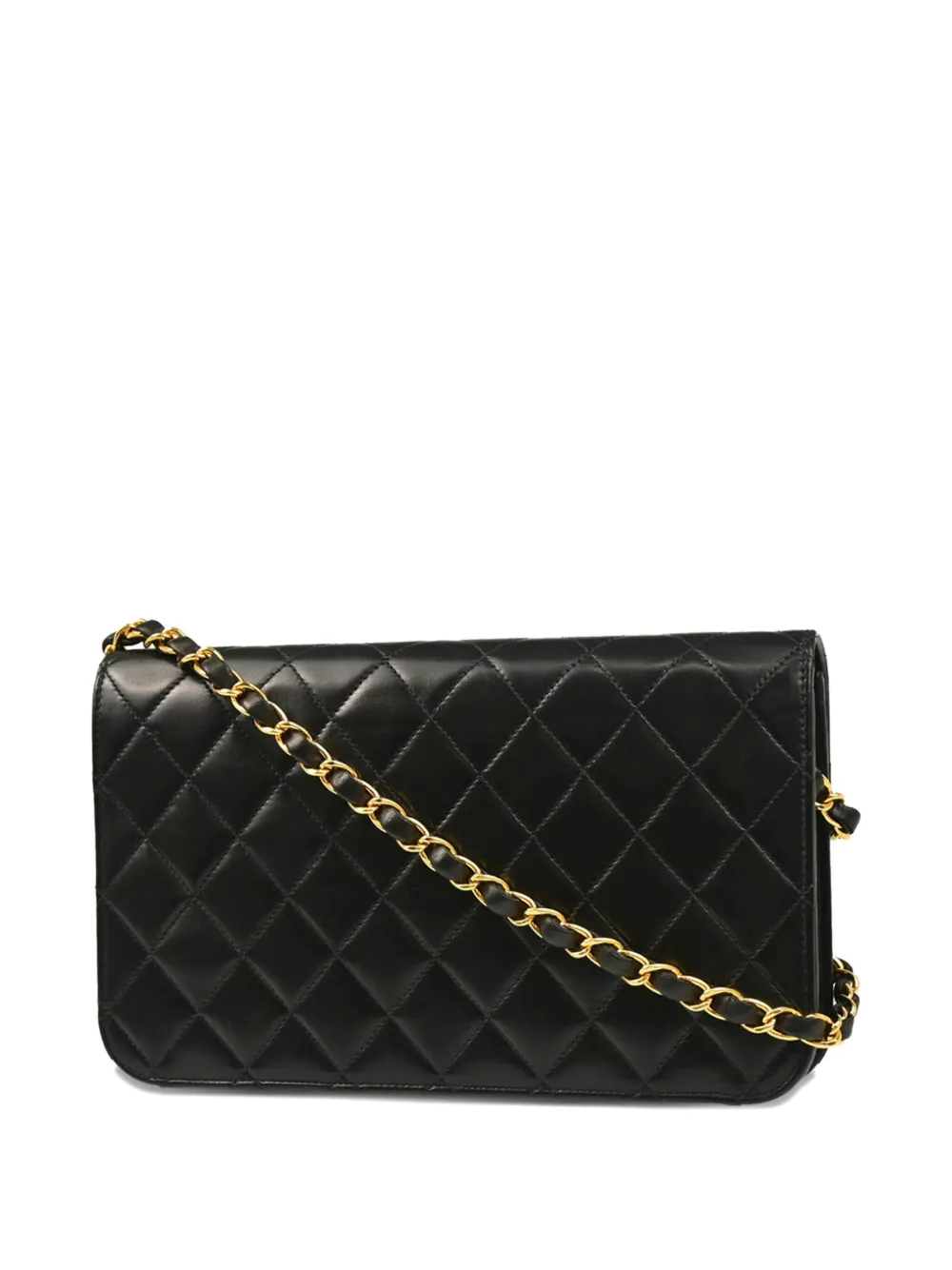 Pre-owned Chanel 2002 Diamond Quilted Full Flap Shoulder Bag In Black