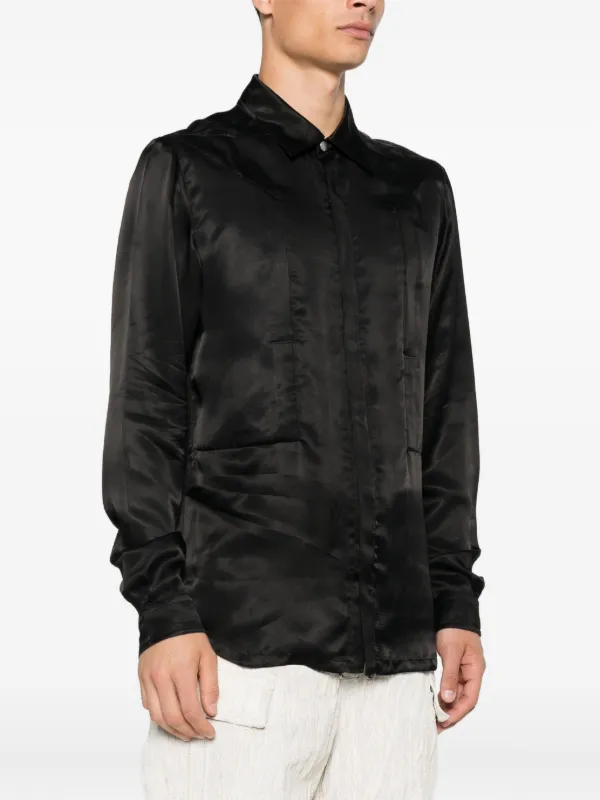 Rick Owens ブラック ロングシャツ Rick Owens ロングスリーブ シャツ | ブラック | FARFETCH JP