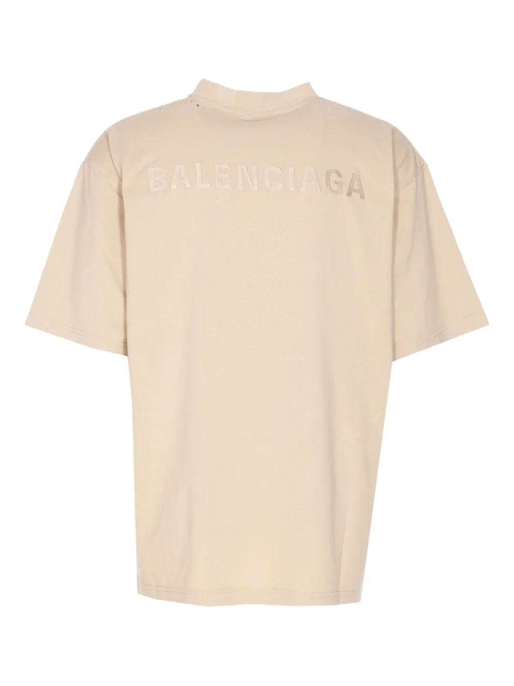 Balenciaga logo-embroidered crew-neck T-shirt Beige