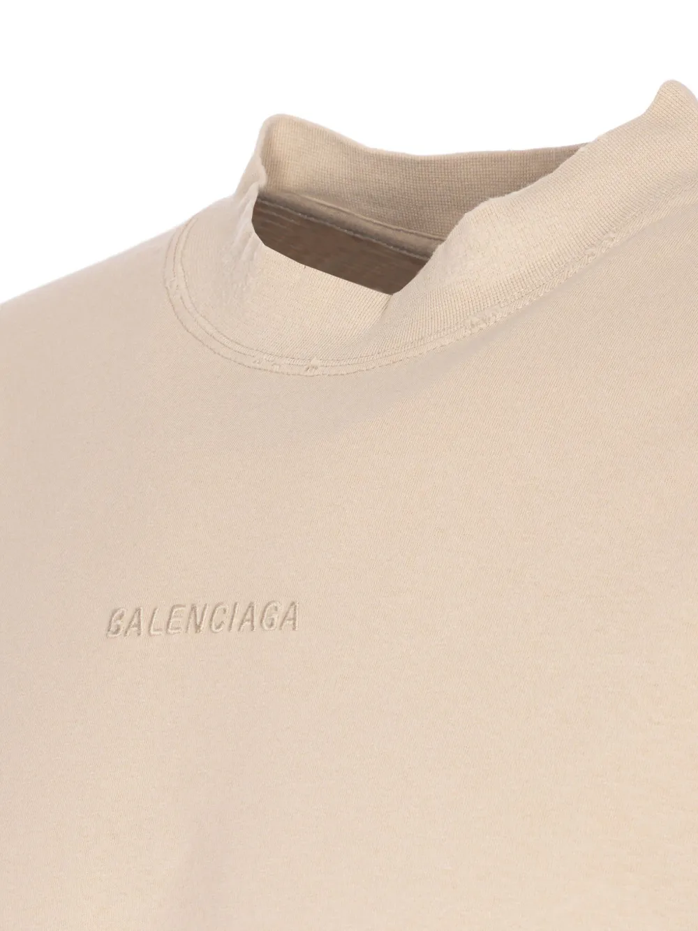 Balenciaga logo-embroidered crew-neck T-shirt Beige