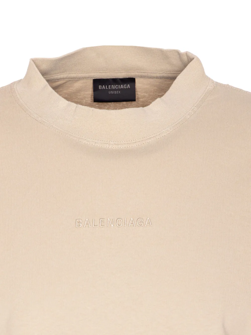 Balenciaga logo-embroidered crew-neck T-shirt Beige