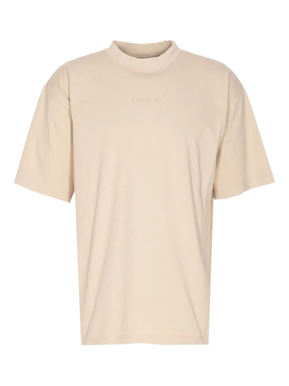 Balenciaga logo-embroidered crew-neck T-shirt Beige