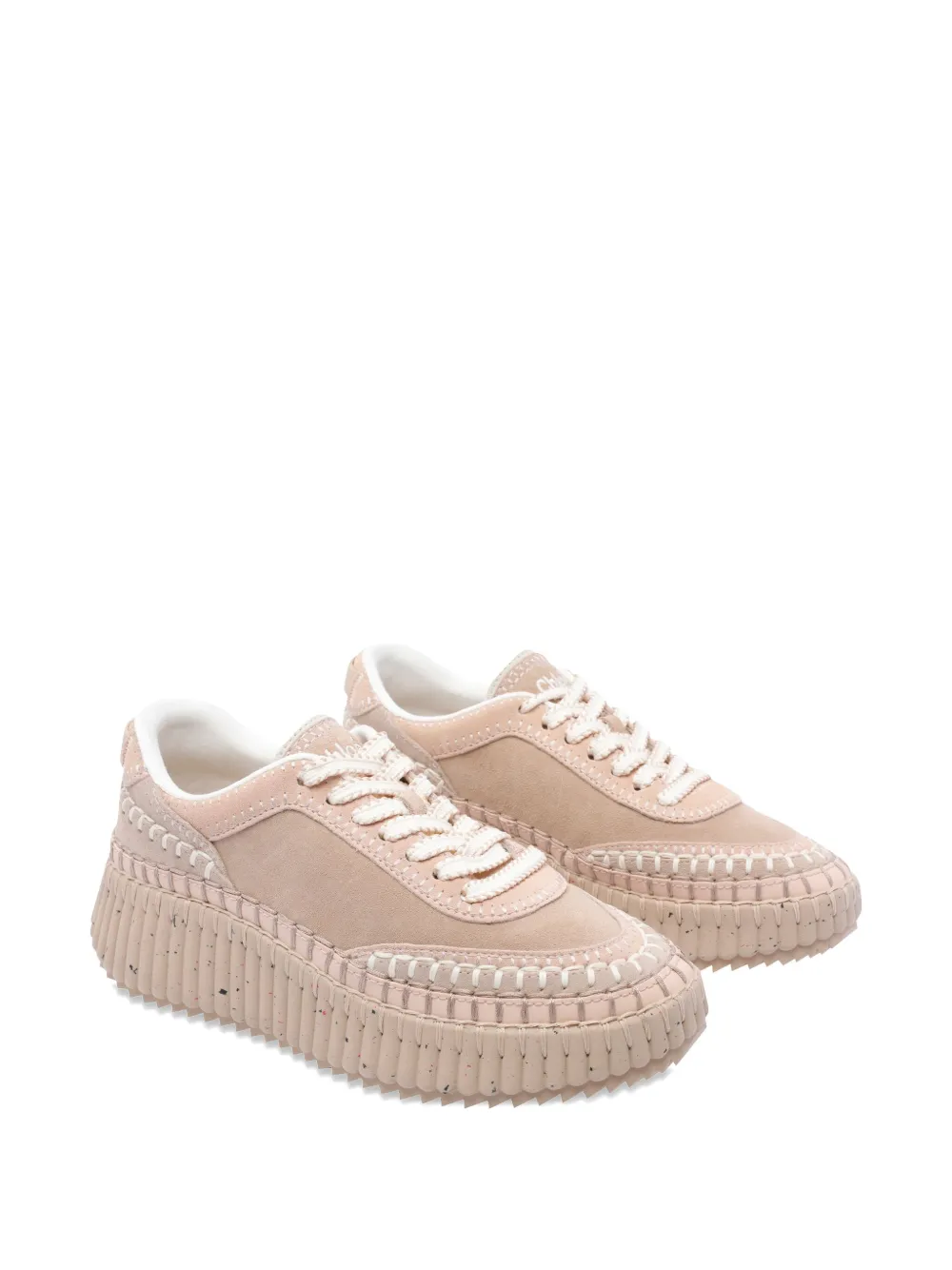 Chloé Low Top Sneakers Contrast Stitching In Pink