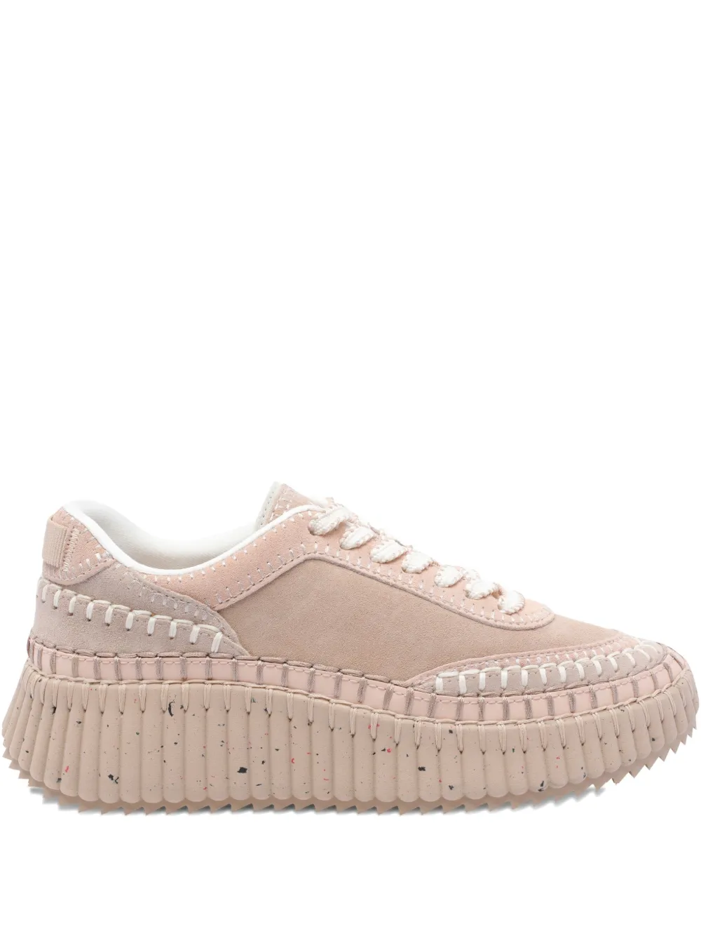 Chloé Low Top Sneakers Contrast Stitching In Pink