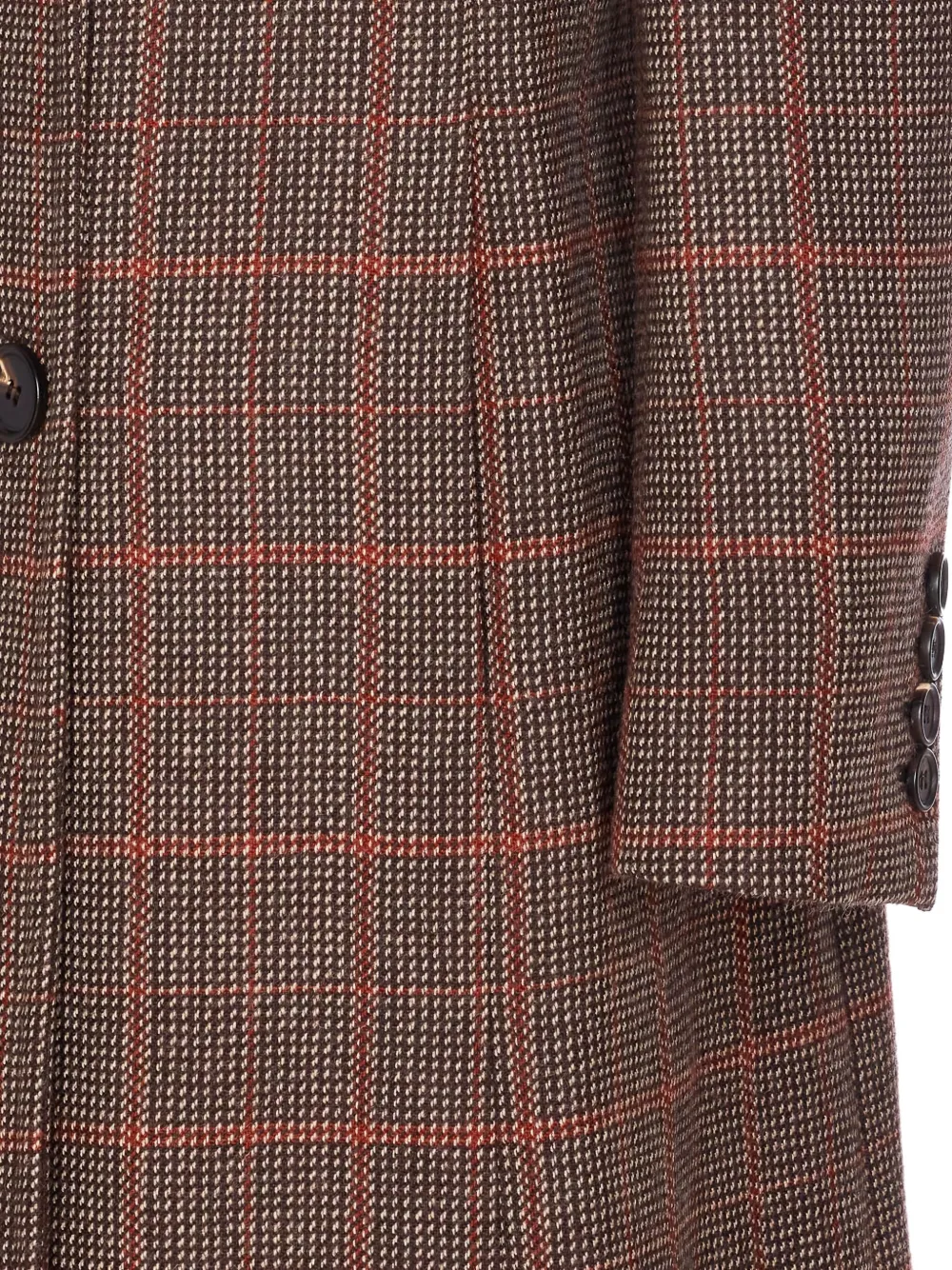 Chloé Checkered Long Length Coat With Prince Of Wales Motif In Brown
