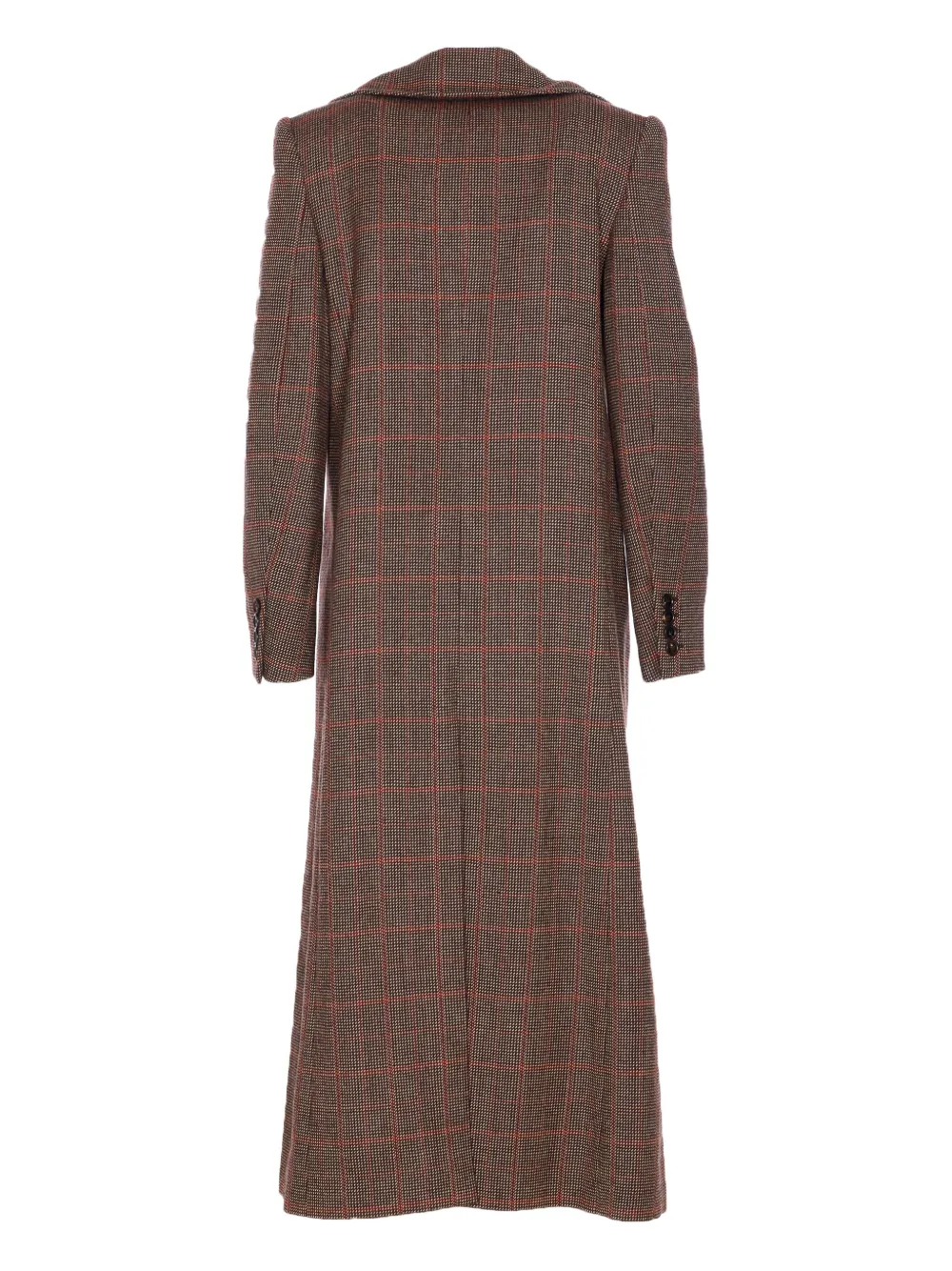 Chloé Checkered Long Length Coat With Prince Of Wales Motif In Brown