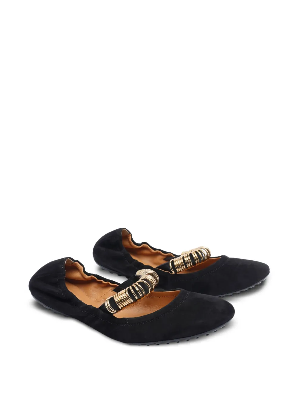Tod's Suède ballerina's met ringdetail Zwart
