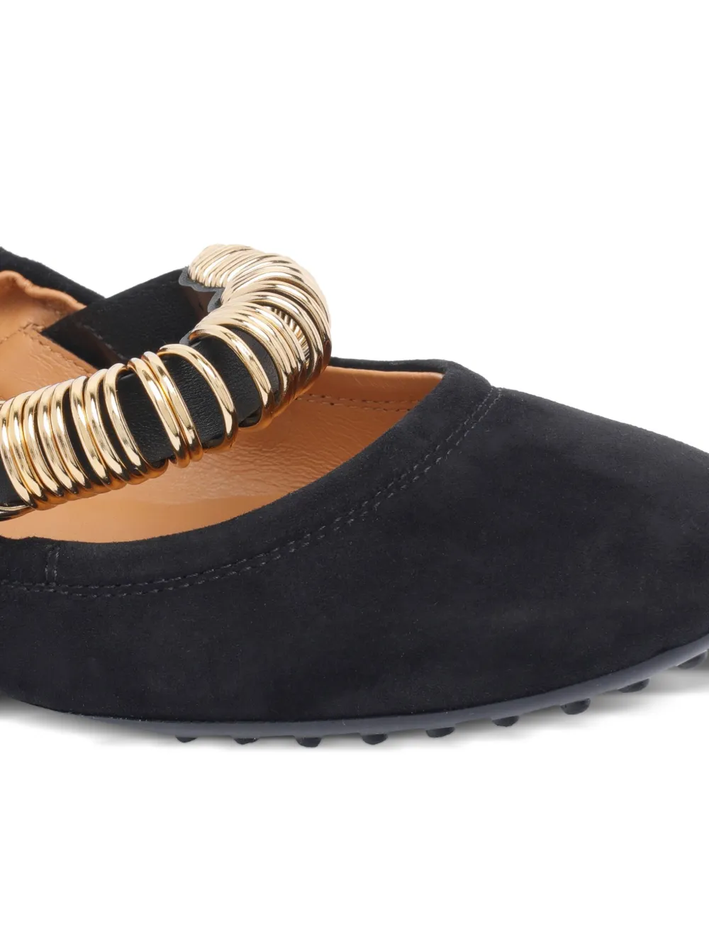Tod's Suède ballerina's met ringdetail Zwart