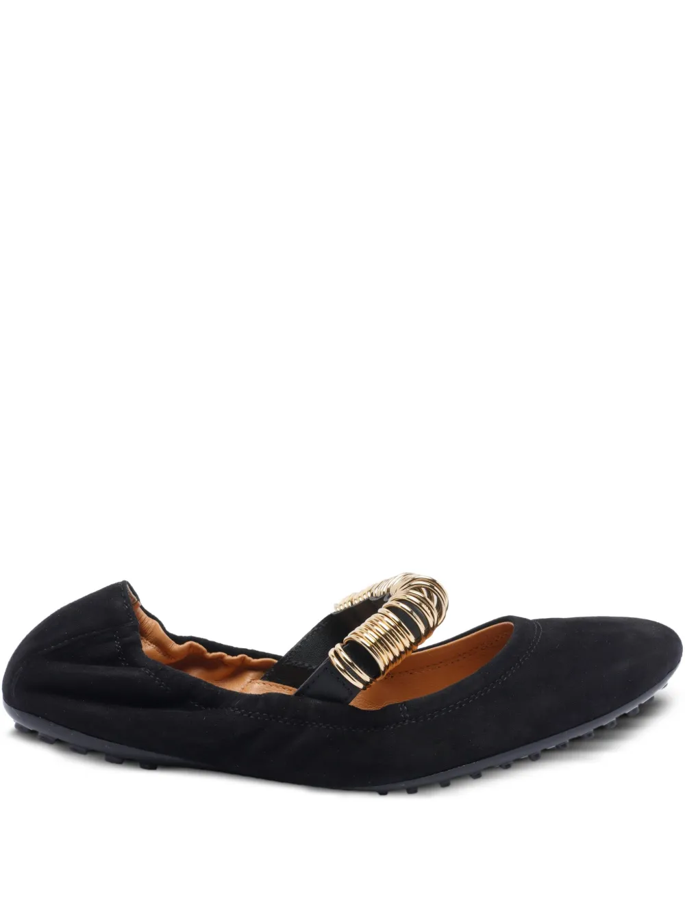 Tod's ring-detail suede ballet flats Black