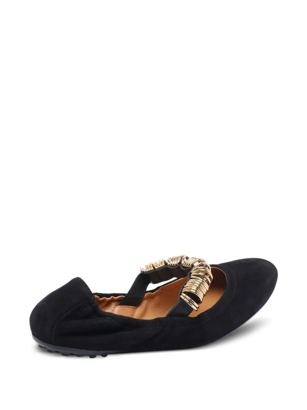 Tod's Suède ballerina's met ringdetail Zwart