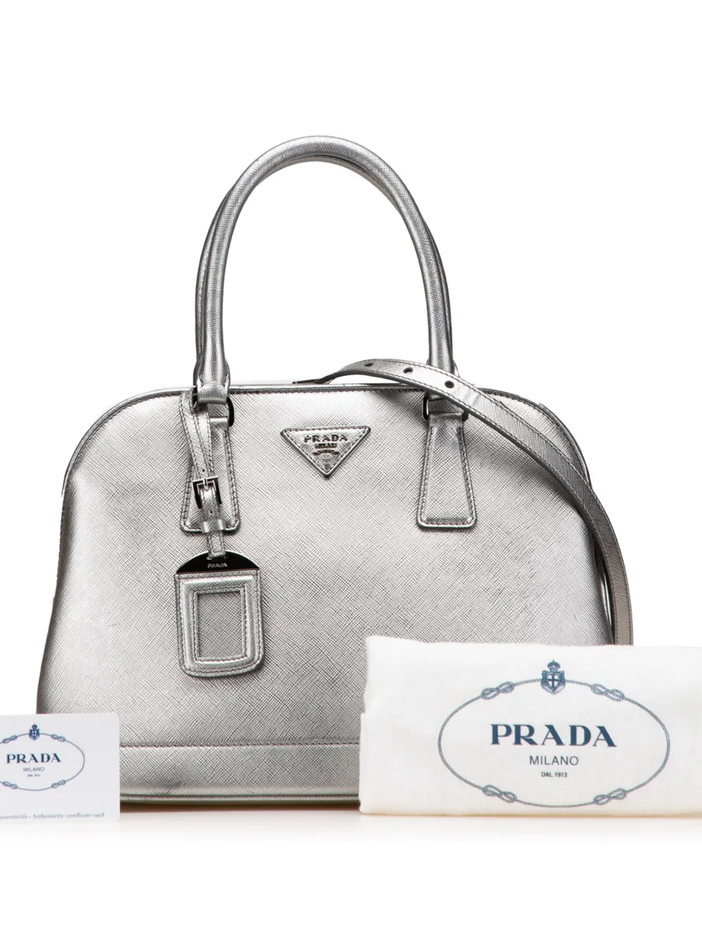 Pre-owned Prada 2000-2025 Medium Saffiano Lux Open Promenade Satchel