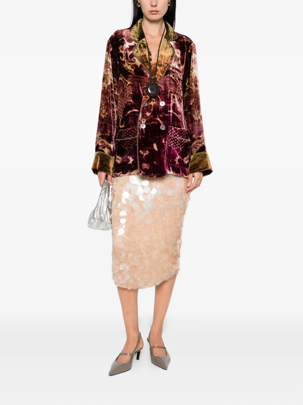 Pierre-Louis Mascia Kanpur velvet blazer Rood