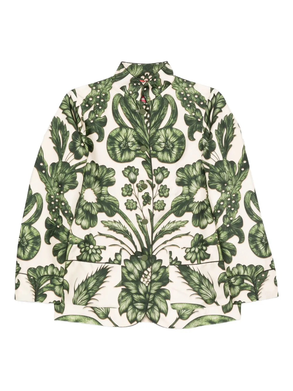 floral-print silk shirt