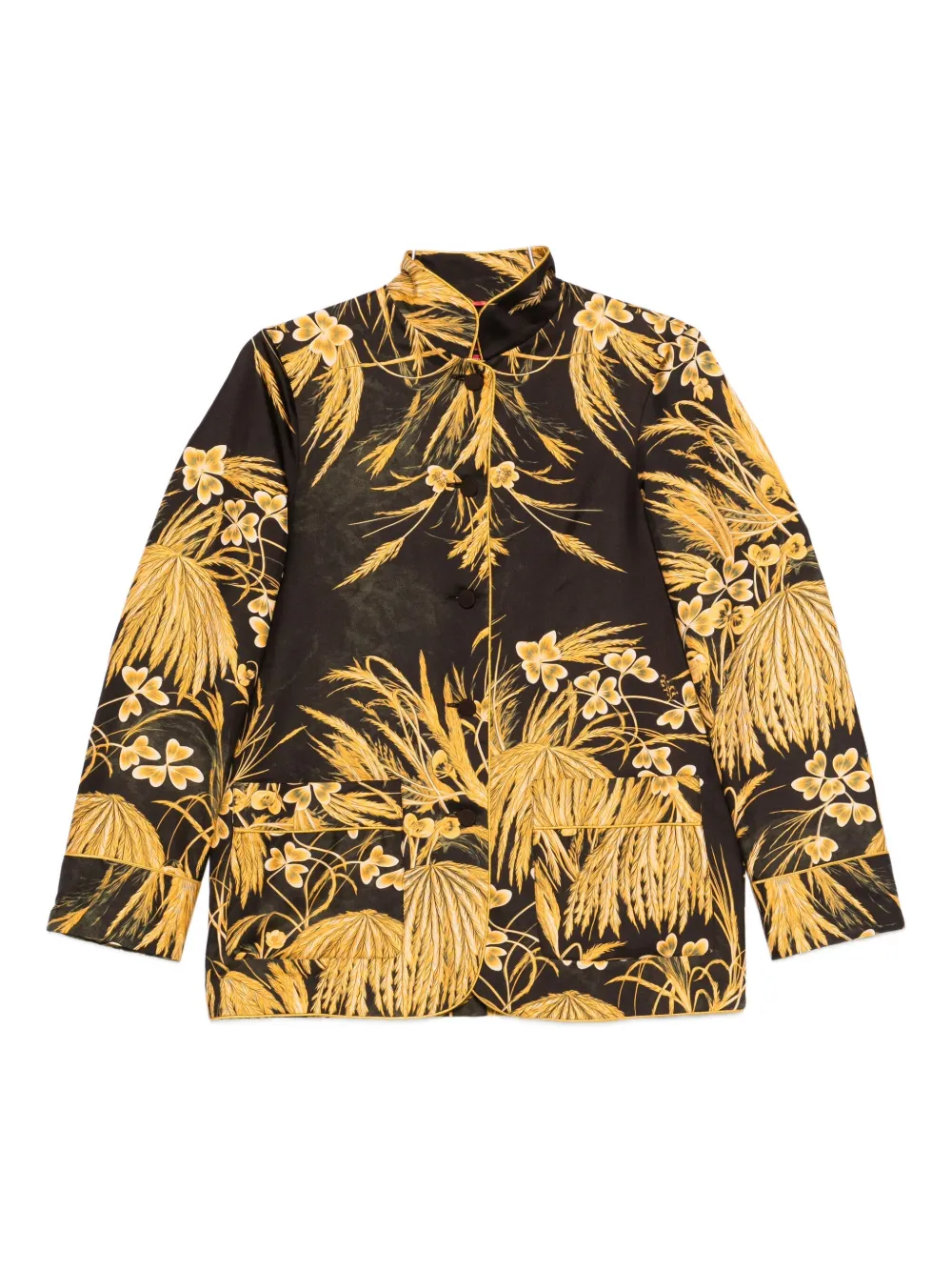 floral-print mandarin-collar shirt