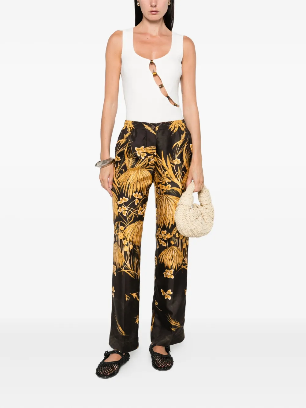 F.R.S For Restless Sleepers Broek met bloemenprint - Zwart