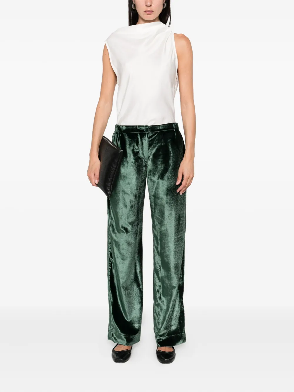 F.R.S For Restless Sleepers Fluwelen broek met elastische taille - Groen