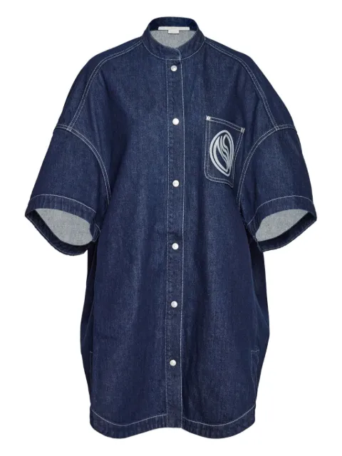 Stella McCartney Wave embroidered denim shirt dress