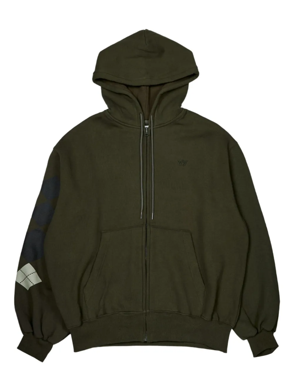 Open YY zip-up sleeve-print hoodie | Green | Image 1