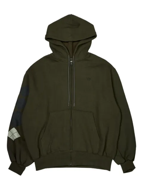 Open YY zip-up sleeve-print hoodie