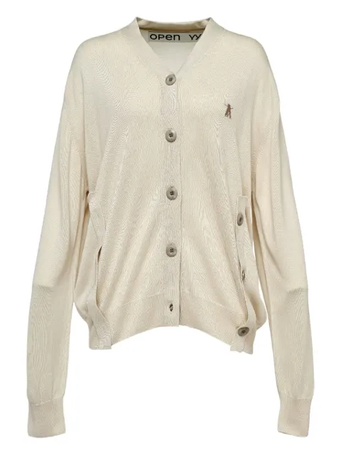 Open YY button-fastening V-neck cardigan