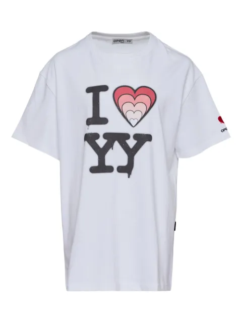 Open YY heart-print T-shirt