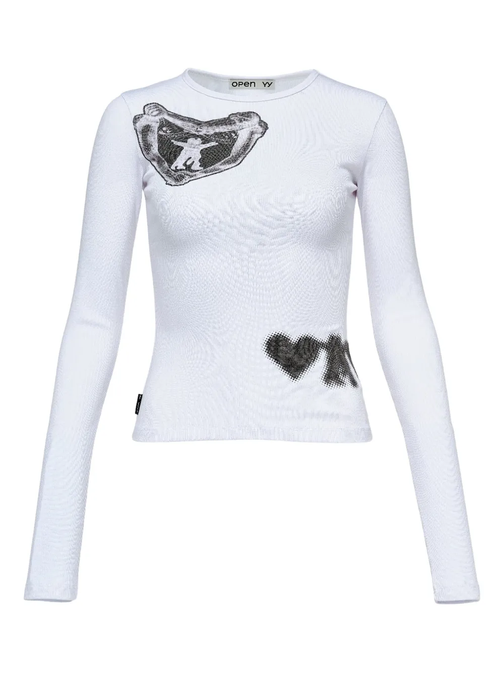 Open YY graphic-print long-sleeve top | White | Image 1