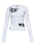Open YY graphic-print long-sleeve top - White