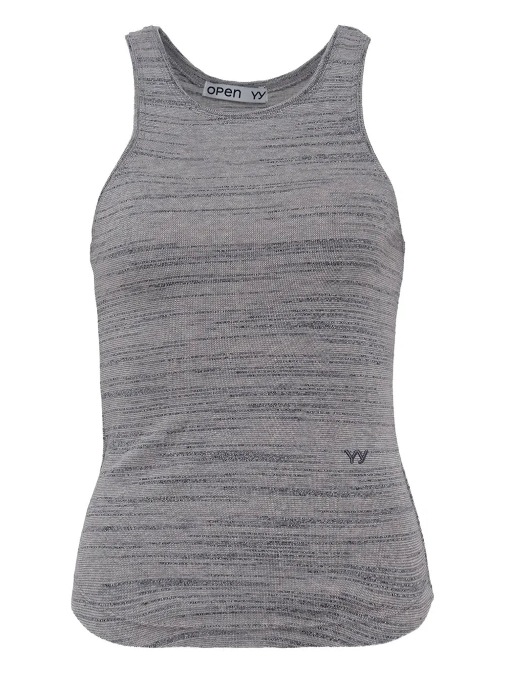 Open YY ribbed racer-back top | Grey | Image 1