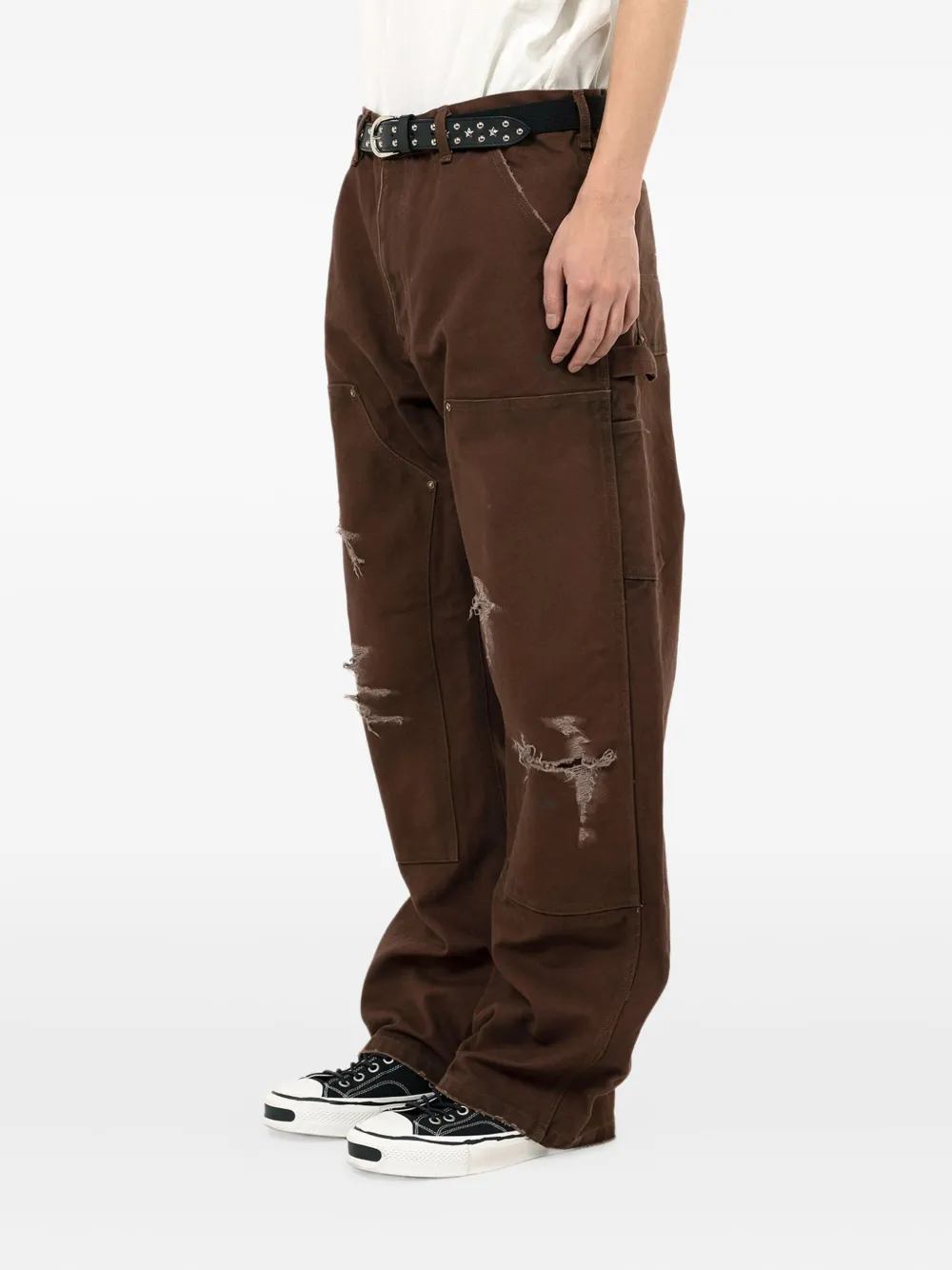  Kamiya Distressed Patch-pocket Trousers - Brown 