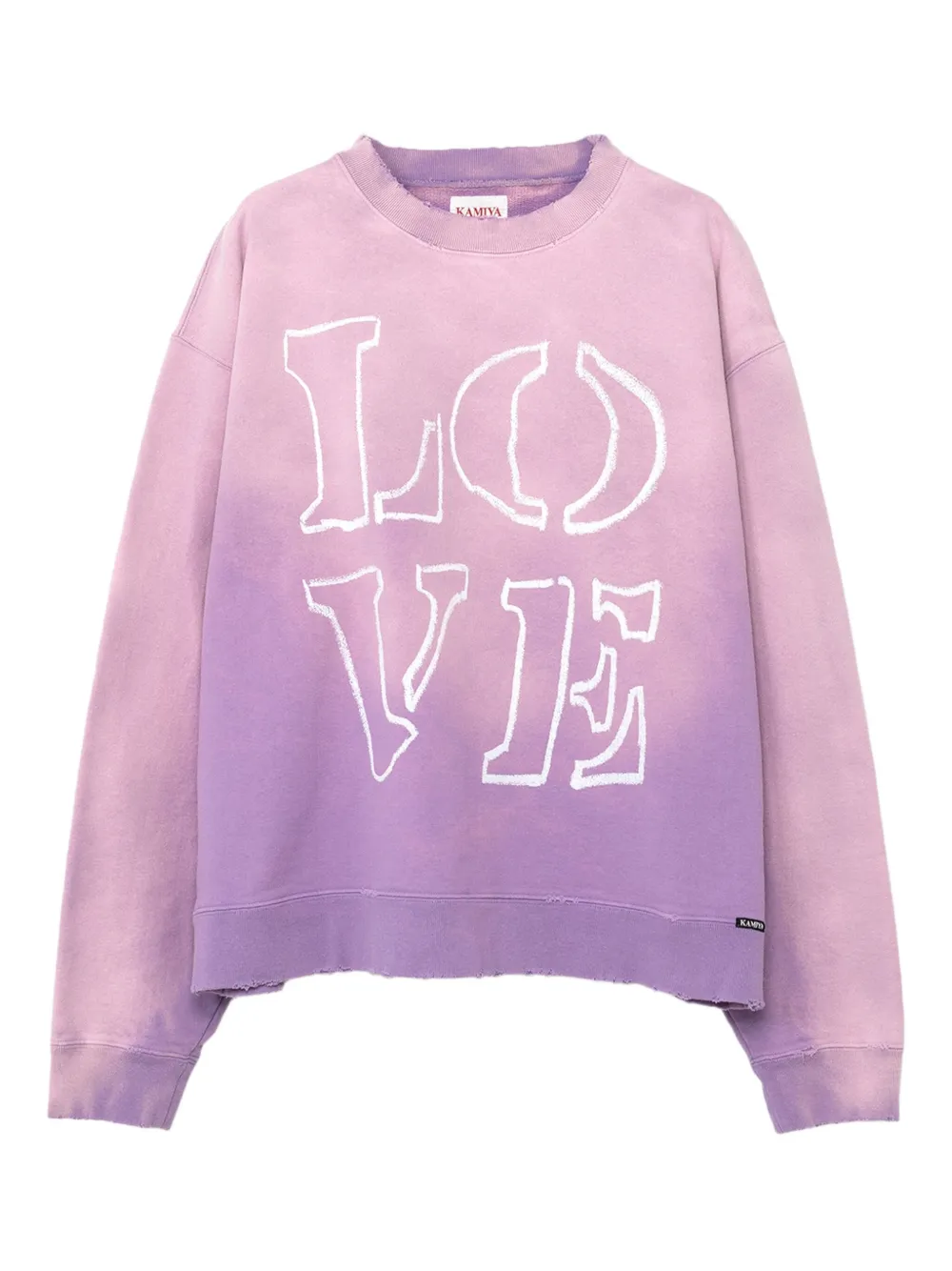KAMIYA  love-print distressed sweatshirt | Pink | Image 1
