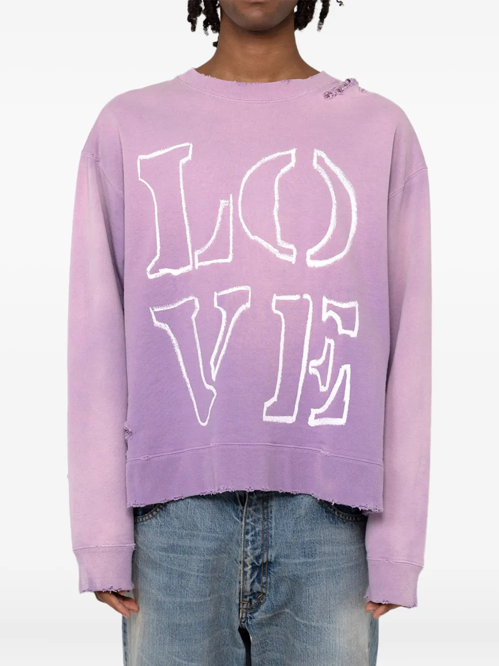 KAMIYA Gerafelde sweater met love-print - Roze