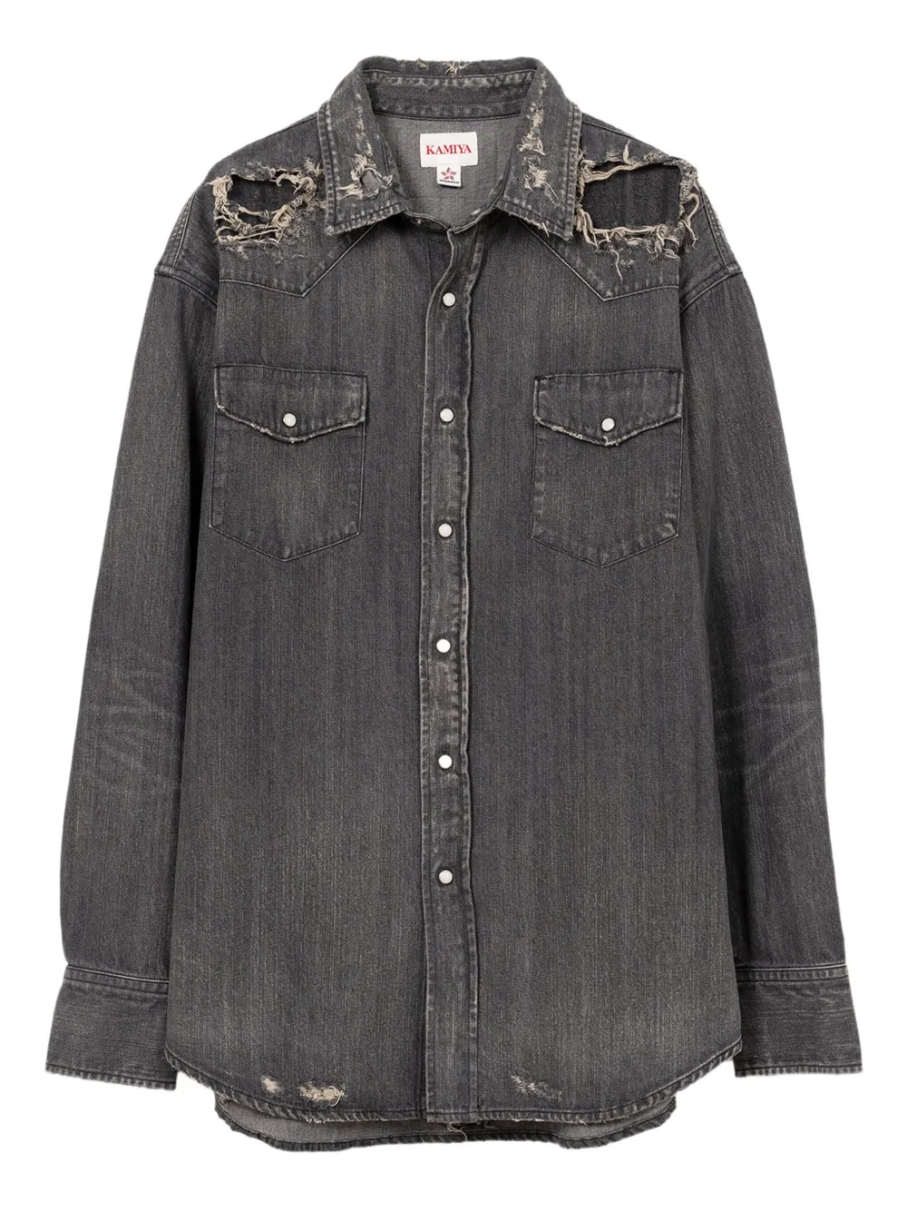 KAMIYA  distressed denim shirt | Black | Image 1