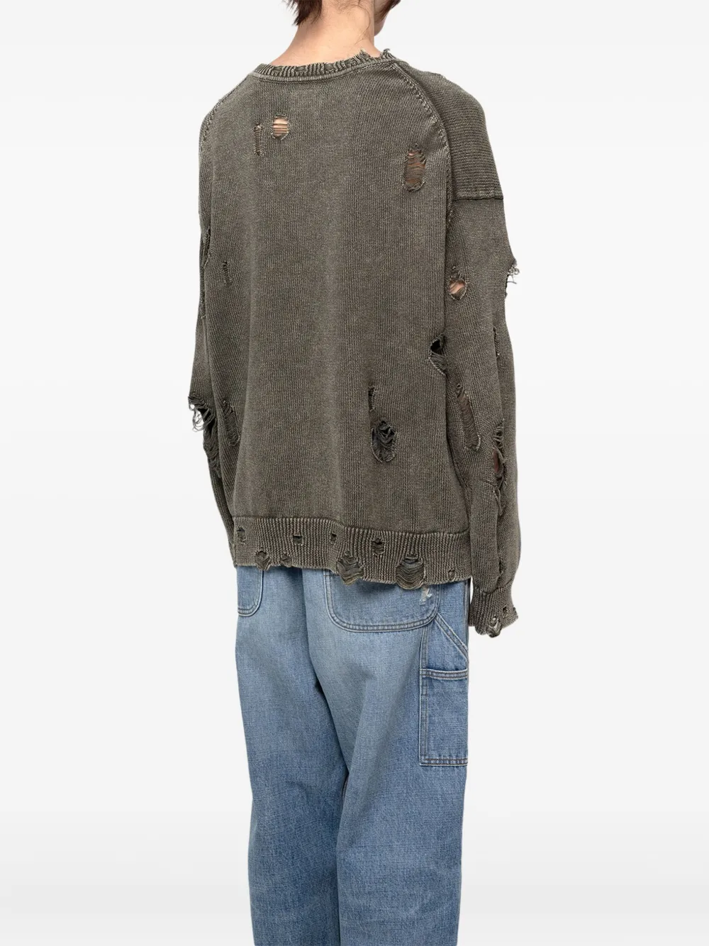 Kamiya Eagle Print Distressed Sweatshirt In Gray