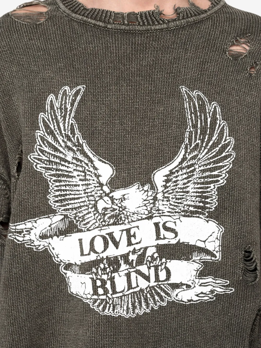Kamiya Eagle Print Distressed Sweatshirt In Gray