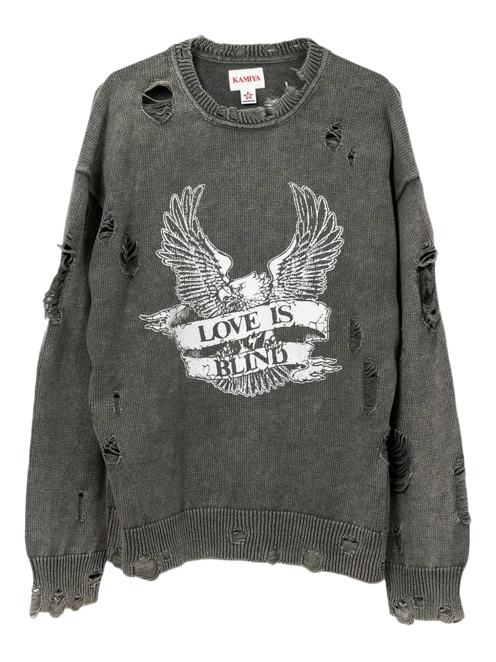 KAMIYA  eagle print distressed sweatshirt | Grey | Image 1