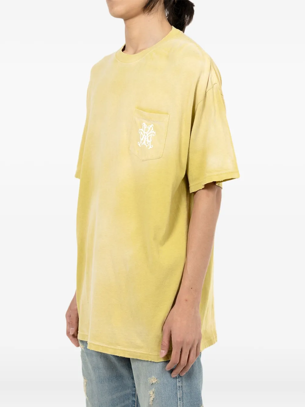  Kamiya Rose-embellished Pocket T-shirt - Yellow 