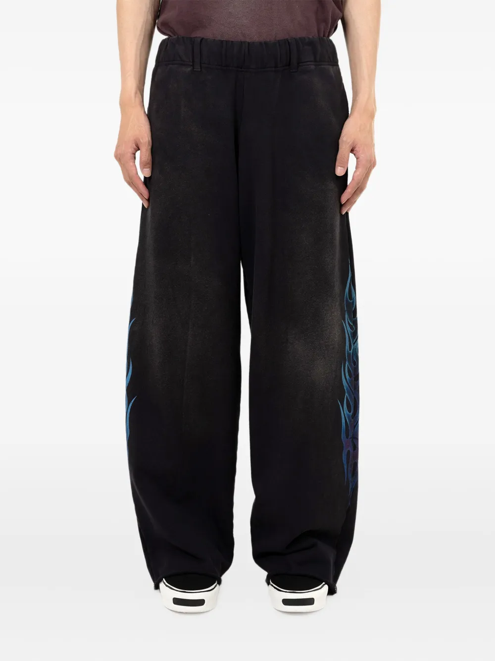 KAMIYA  flame-print distressed trousers | Wide Leg Pants | Image 2
